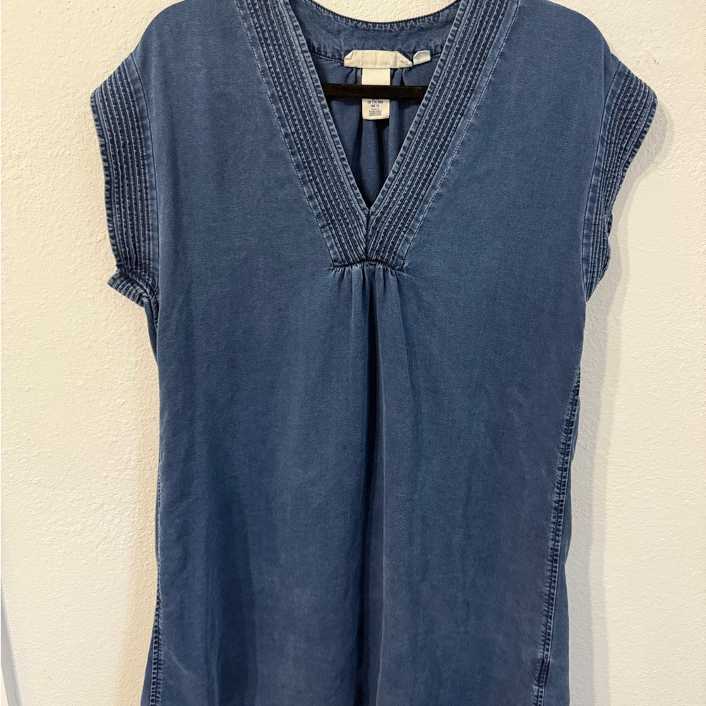 Casual Blue Denim V-Neck Mini Dress size 10